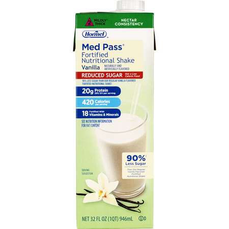 MED PASS Balanced Fortified Nutrition Reduced Sugar Vanilla IDDSI Level 2, PK12 22649